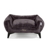 Noa Nest Chocolate Luxury Dog Bed – Front View Noa Nest Chocolate handcrafted luxury dog bed with sculpted legs – front view